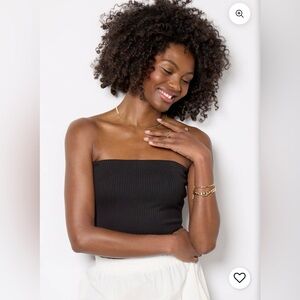 Evereve Eve Rib Tube Top with removable straps. Black, size small. NWT